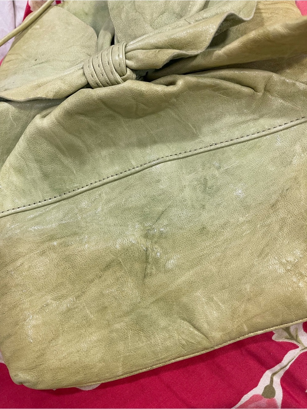 Susan Farber Collections  Green Leather Bow Shoulder Bag - Picture 12 of 16